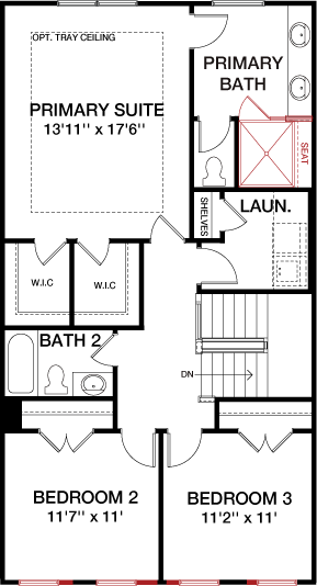 Second Floor floorplan image for 28F The Waverly at South Lake
