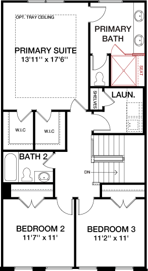 Second Floor floorplan image for 41C The Waverly at South Lake