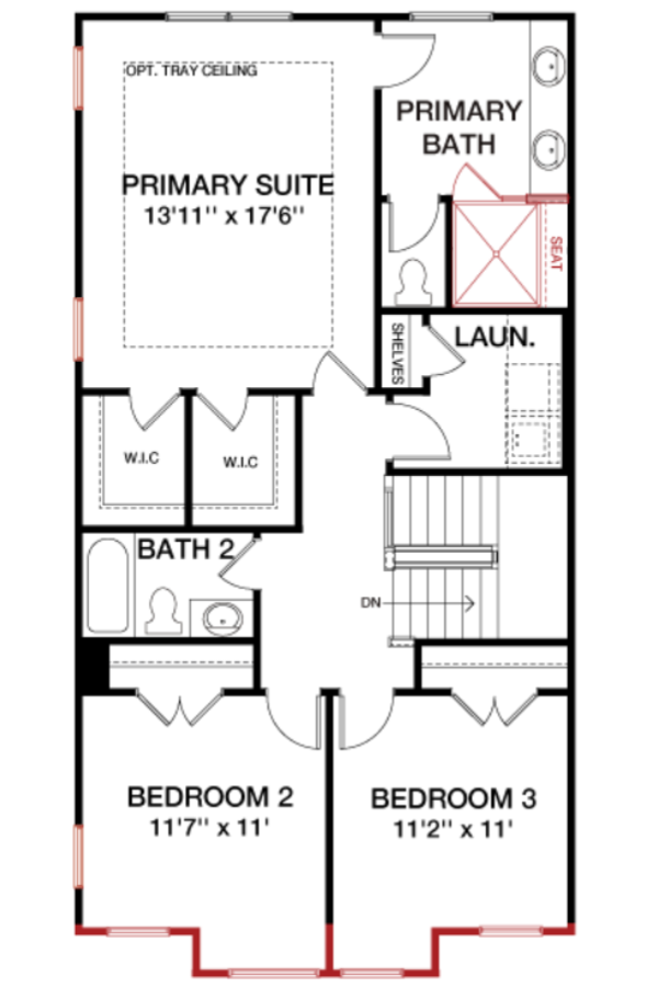 Second Floor floorplan image for 13C The Waverly at South Lake