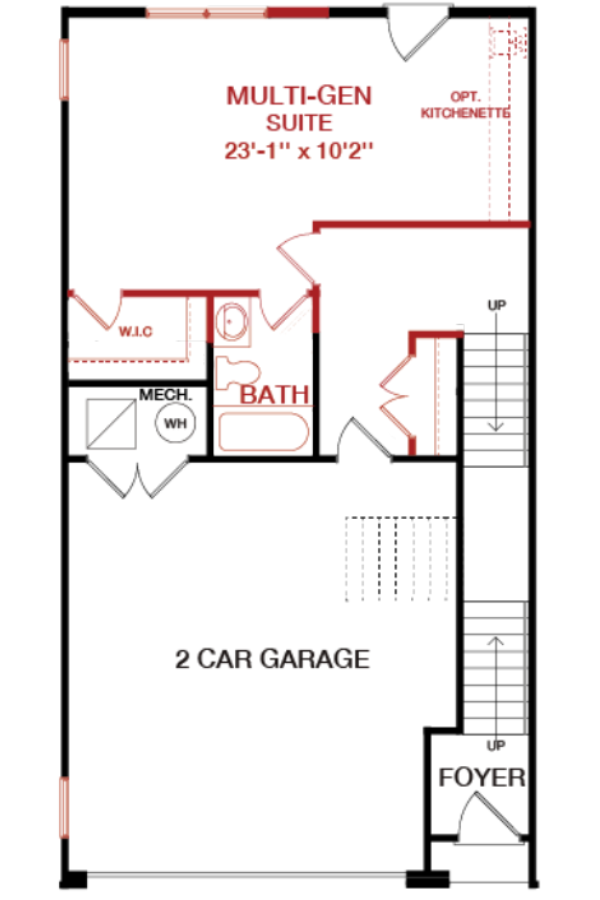 Lower Level floorplan image for 13C The Waverly at South Lake
