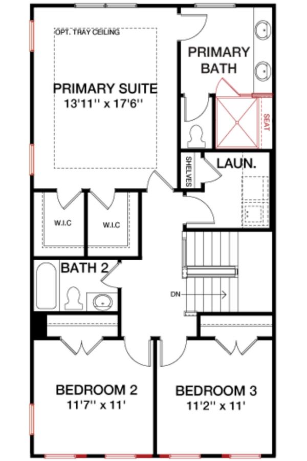 Second Floor floorplan image for 22F The Waverly at South Lake