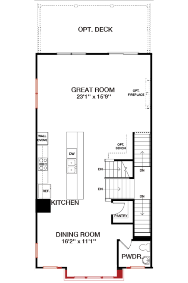First Floor floorplan image for 23F The Waverly at South Lake